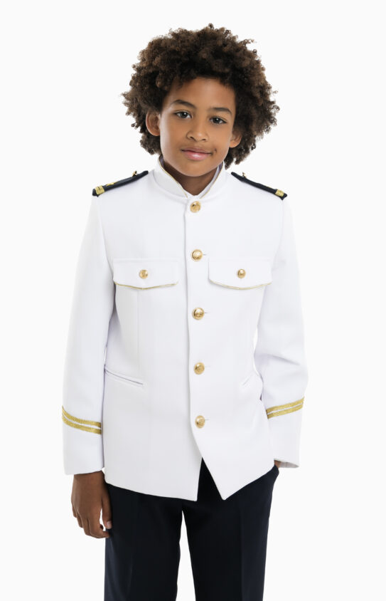 Traje de comunión Almirante TESEO: chaqueta blanca y adornada con detalles en blanco