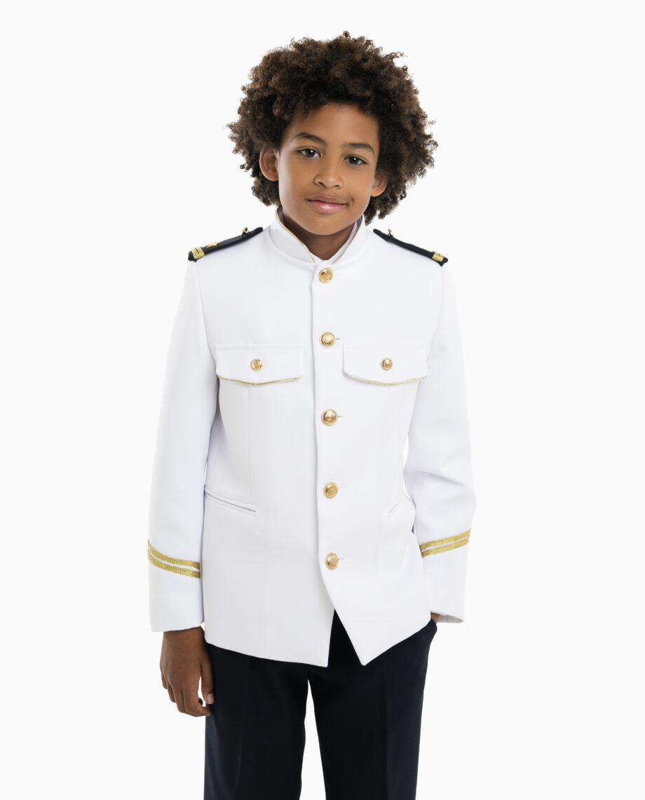 Traje de comunión Almirante TESEO: chaqueta blanca y adornada con detalles en blanco