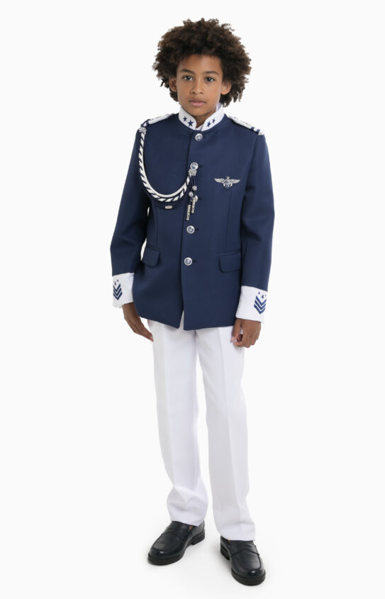 Traje de comunión Almirante VULCANO: chaqueta azul adornada en blanco